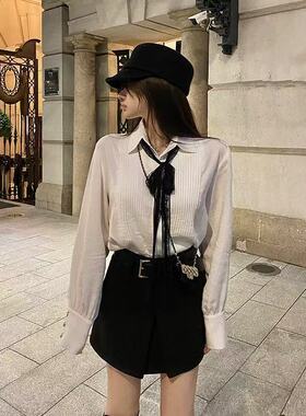 ueelook 打造不同风格100%天丝 白色衬衫女秋冬高级感衬衣时尚