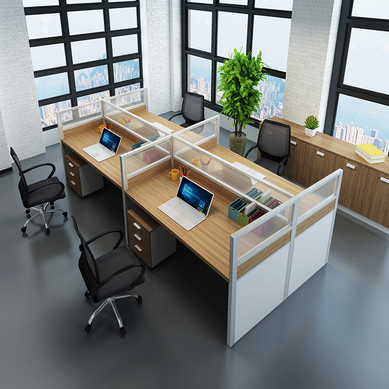 职员办公桌电脑桌2/4/6人位公司员工桌屏风隔断卡座办公桌椅组合