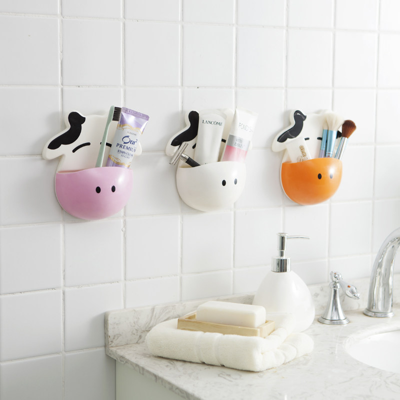 卡通恐龙奶牛牙刷架浴室壁挂牙膏架 免打孔牙具架放牙刷置物架