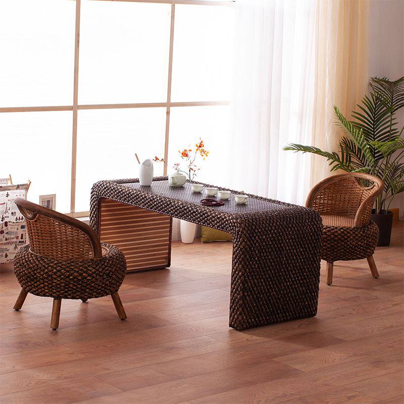 草编榻榻米茶几禅意矮桌飘窗桌子简约藤编炕桌阳台茶桌小家具
