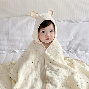 新生婴儿浴巾带帽斗篷洗澡巾宝宝纯棉纱布超软吸水毛巾可穿式浴袍