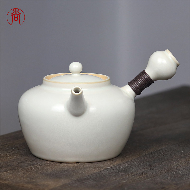 苏打釉围炉煮茶壶侧把壶泡茶壶干烧陶瓷壶大容量办公室明火烧水壶
