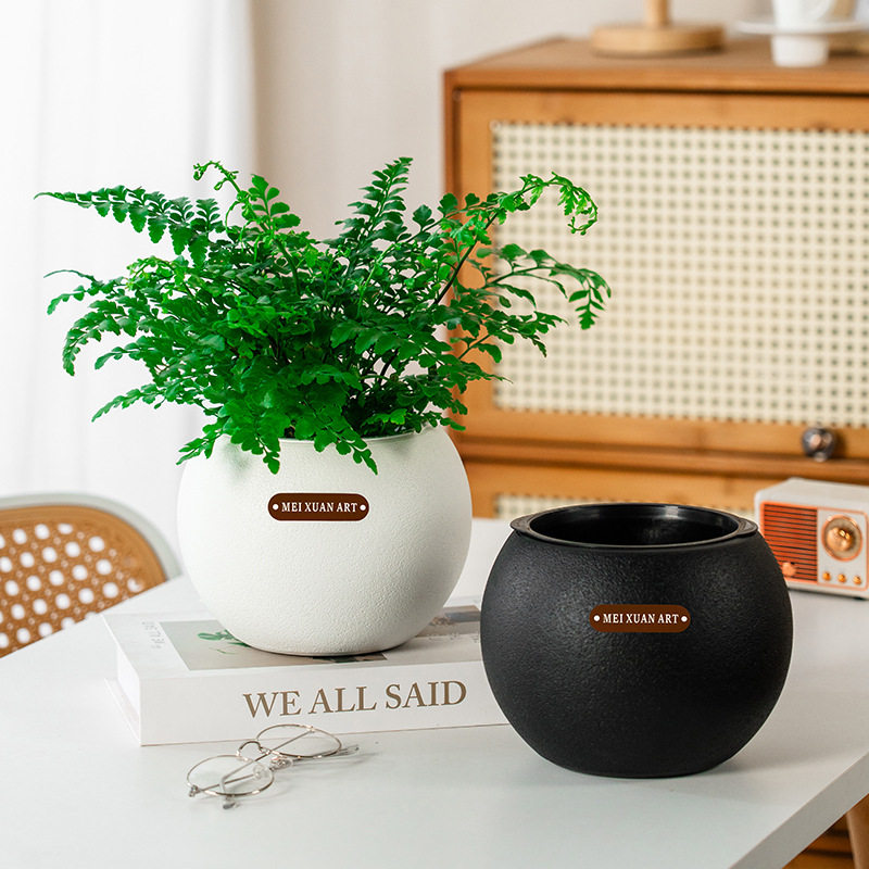 创新圆球磨砂质感高颜值桌面发财树绿植塑料自吸水懒人种植盆摆件,鲜花速递/花卉仿真/绿植园艺,花盆,淘宝优惠券,粉丝福利购,淘宝优惠卷