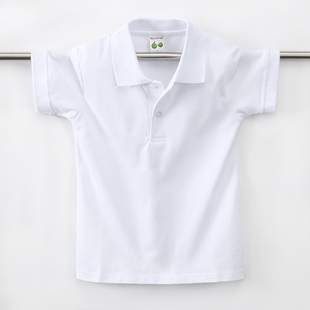 儿童白色翻领POLO衫男童夏季校服T恤女童学生纯棉短袖清爽班服