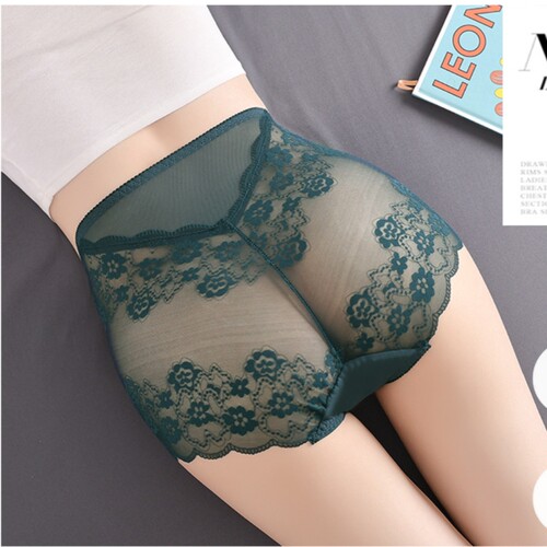 新款网红个性镂空无痕蕾丝边女士内裤高档大码高腰胖mm200斤裤头