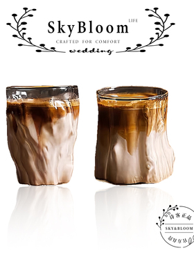 SkyBloom诗客树纹咖啡杯创意不规则纹理冰美式拿铁简约百搭水杯