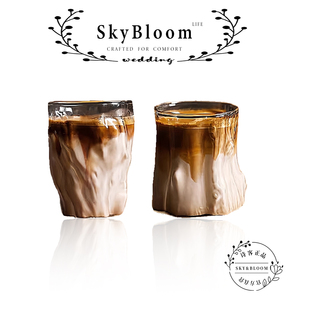 SkyBloom诗客树纹咖啡杯创意不规则纹理冰美式拿铁简约百搭水杯