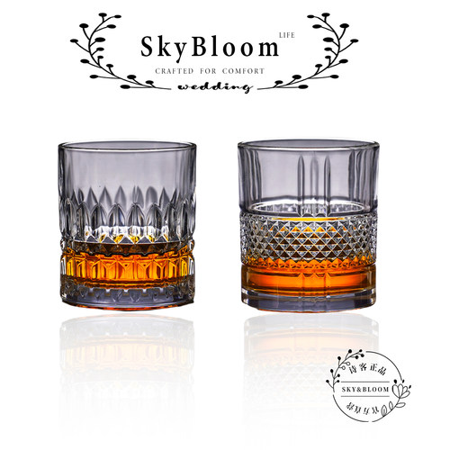 SkyBloom复古威士忌杯玻璃酒杯