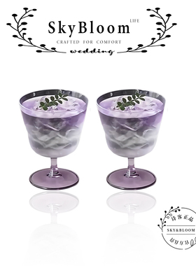 SkyBloom诗客紫韵流光高脚杯玻璃杯紫色渐变鸡尾酒杯复古创意酒具