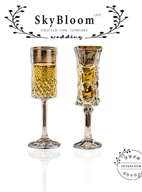 SkyBloom诗客欧式轻奢水晶高脚杯葡萄酒杯香槟杯欧式古典创意酒杯