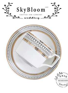 SkyBloom诗客欧式宫廷精致骨瓷马克咖啡杯子送礼高档精致陶瓷杯碟