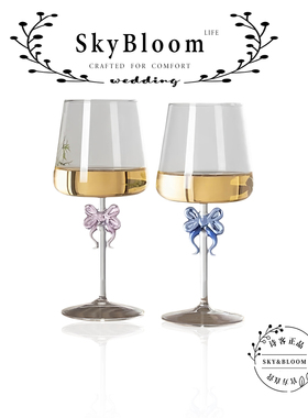 SkyBloom诗客水晶玻璃高脚鸡尾红酒杯子蝴蝶家用轻奢透明香槟酒杯