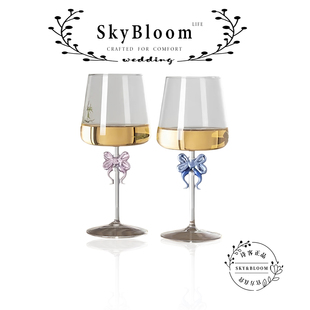 SkyBloom诗客水晶玻璃高脚鸡尾红酒杯子蝴蝶家用轻奢透明香槟酒杯