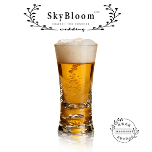 SkyBloom诗客耐用水晶玻璃啤酒高脚杯简约家用酒杯透明高级感送礼