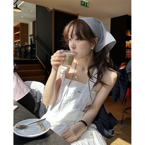 现货 刺绣白色背带连衣裙女2025夏韩系ins休闲法式长裙 flet*a