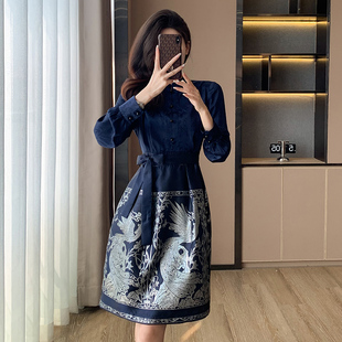 2025新款国风汉服连衣裙新中式收腰a字裙中式宴会晚礼服女马面裙