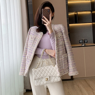 小香风毛呢外套女2025新款秋冬款小个子高端羽绒服加厚高级感短款