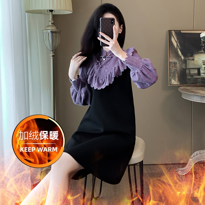高级感超好看卫衣连衣裙女2023年秋冬新款时尚气质小个子加绒裙子