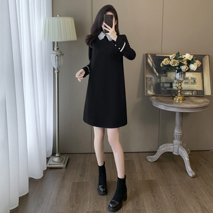 收腰遮肚显瘦高端精致娃娃领小黑裙 2025新款 高级感连衣裙女装 秋季