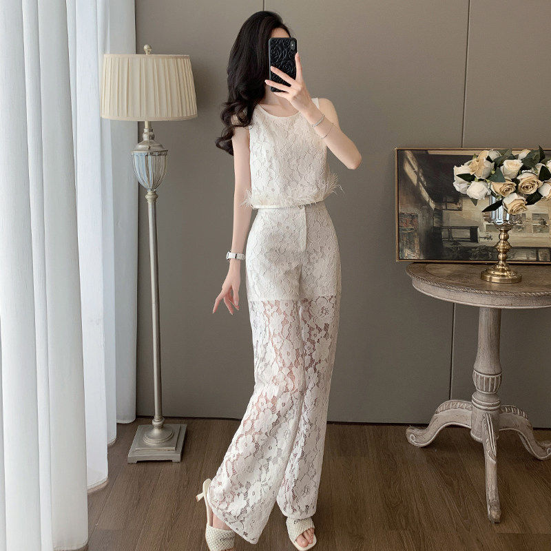 法式轻奢高端套装蕾丝女