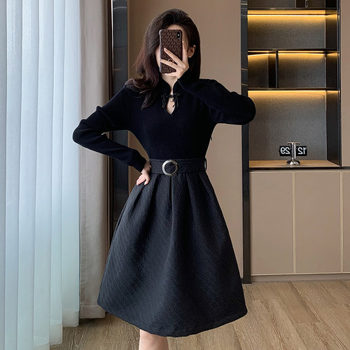 黑色连衣裙女2024新款春季