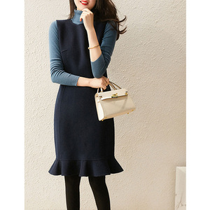 毛呢连衣裙女装冬季2025年新款高级感气质背心裙高级感法式鱼尾裙