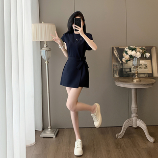 小个子连衣裙女夏季收腰显瘦高级感休闲A字短裙气质高级感小黑裙