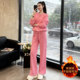 两件套 加绒洋气减龄加绒卫衣阔腿裤 多巴胺粉色休闲运动套装 女冬季