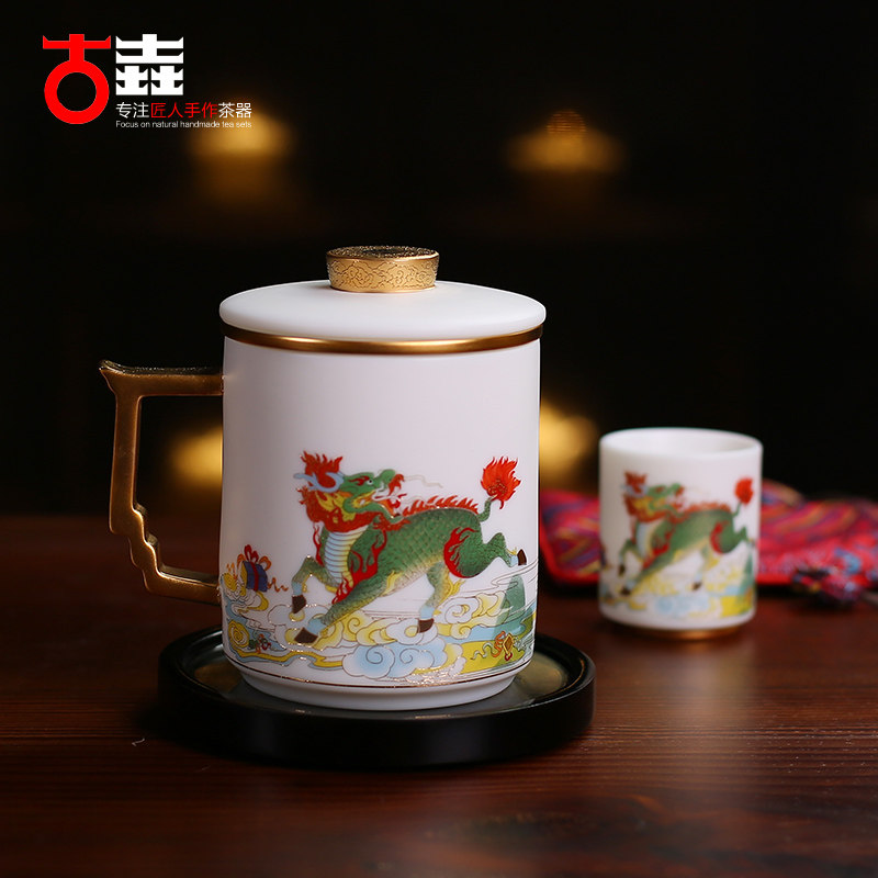 古垚/黄旭东德化手工白瓷茶杯羊脂玉瓷办公水杯陶瓷老板杯马克杯