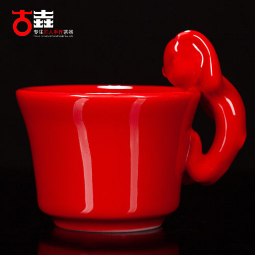 古垚陈清宜中国红陶瓷生肖茶杯