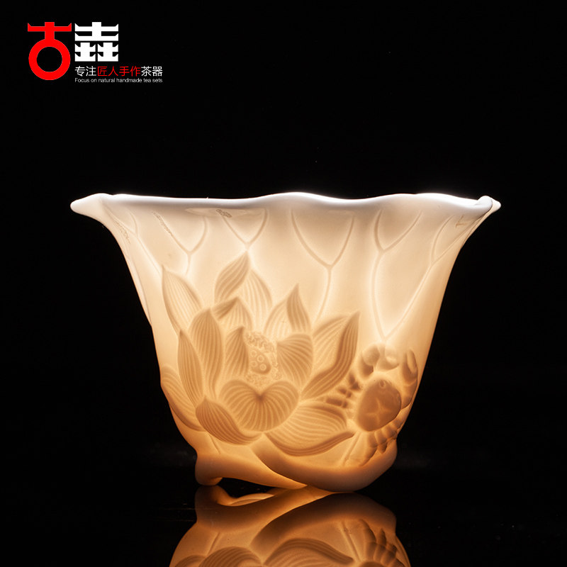 古垚/庄晓阳孩儿红白瓷茶杯茶具主人杯上釉釉品茗杯复古陶瓷杯