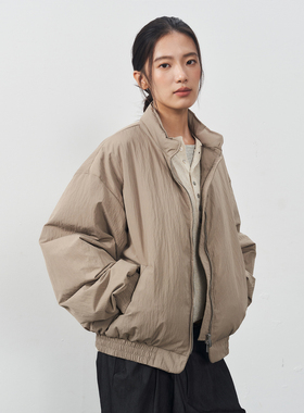 11st crops*nylon jacket 尼龙褶皱肌理防水90白鸭绒羽绒服外套