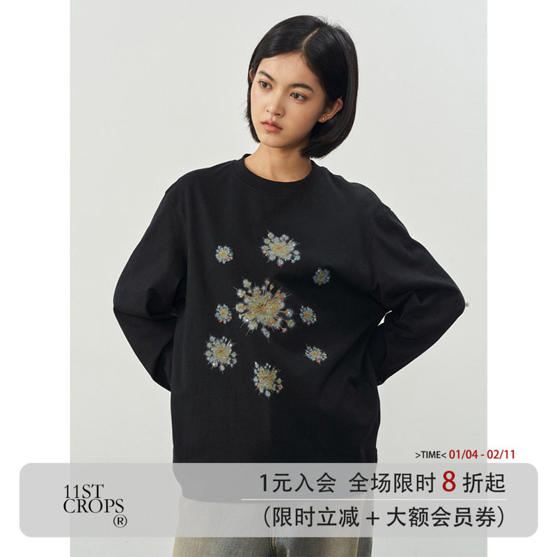 11st crops*hot stamping fireworks t烫钻烟花数码印花纯棉T恤