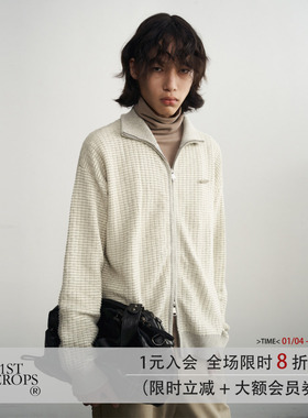 11St Crops “几何”立体格子针织外套原创设计高领开衫毛衣