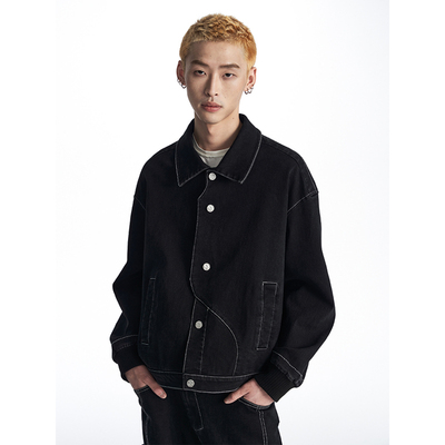 11StCrops不规则门襟牛仔夹克