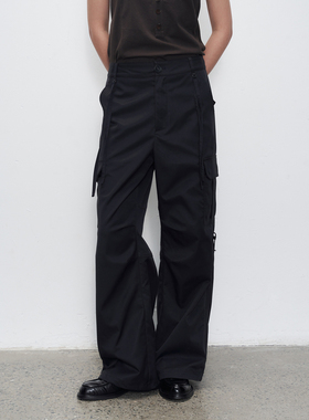 11st crops*adjustable 分割拼接结构可调节抽褶直筒工装裤休闲裤