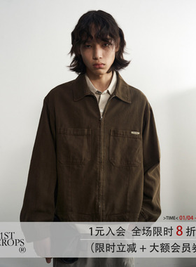 11St Crops “棕榈”套色喷染水洗分割结构复古廓形牛仔外套夹克