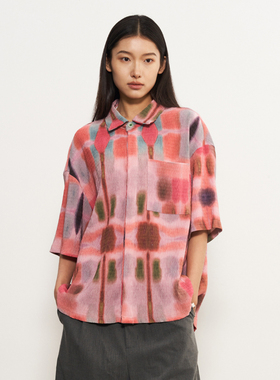 11st crops*dyeing creasing shirt 晕染压皱慵懒垂坠廓形衬衫