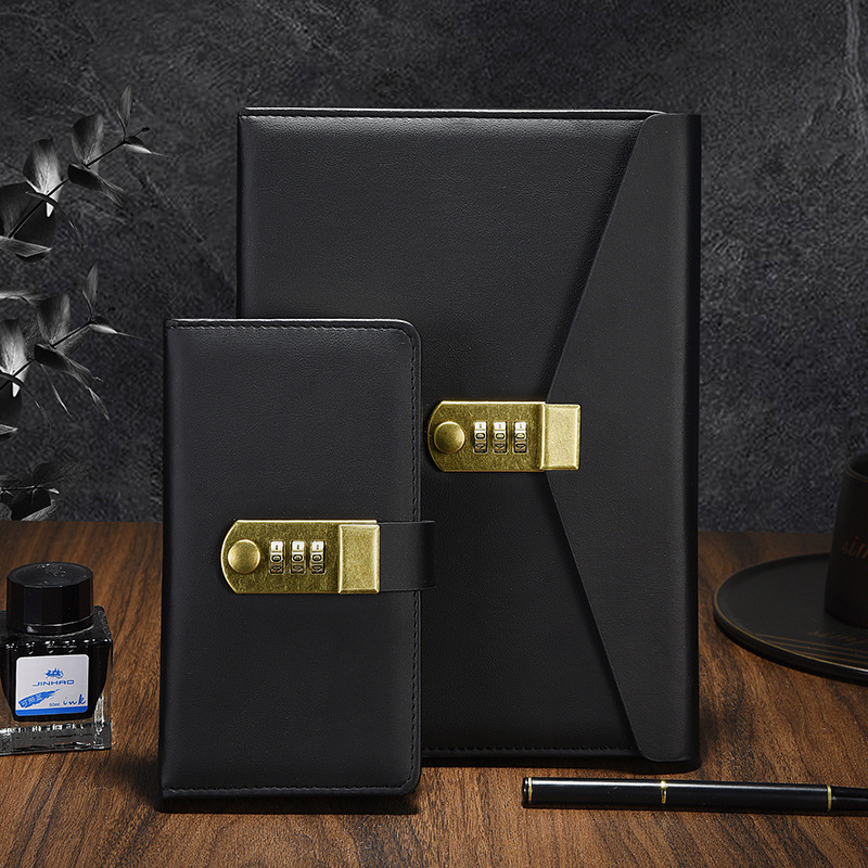 A5密码本密码锁日记本商务办公文具A6笔记本学生B5刷题本带锁