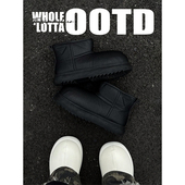 NewRockStarChoppa 加绒保暖厚底棉鞋 皮面防水东北雪地靴男款 冬季