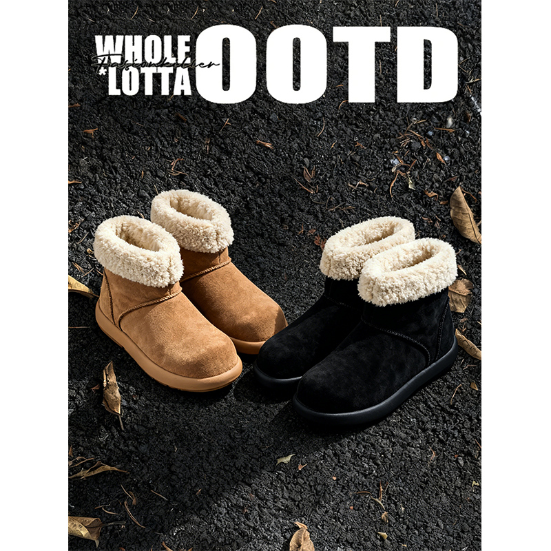 NewRockStarChoppa 冬季加绒毛毛勃肯雪地靴男户外保暖小土豆棉鞋