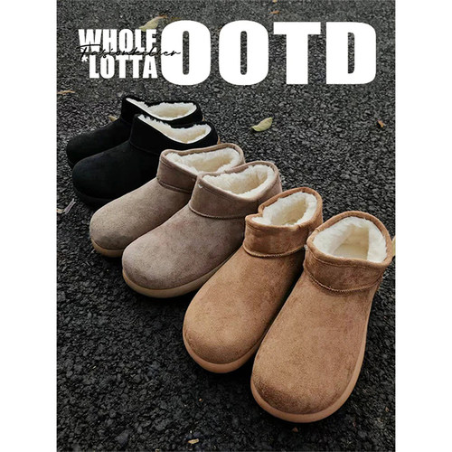 NewRockstarChoppa 加绒保暖勃肯棉鞋男冬季一脚蹬短筒防寒雪地靴