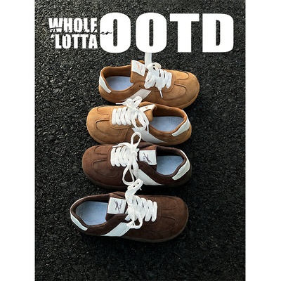 NewRockStarChoppa 复古绒面德训鞋男士春季百搭休闲厚底勃肯板鞋