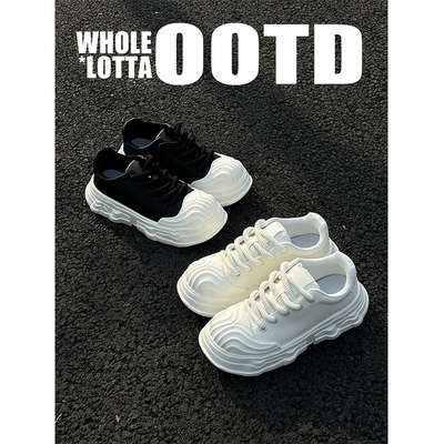 NewRockStarChoppa 春夏波浪纹拼接厚底男鞋贝壳大头休闲运动板鞋