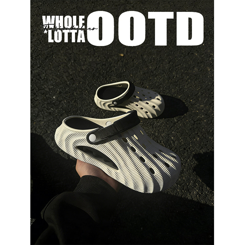 NewRockStarChoppa 踩屎感洞洞鞋男士夏季外穿沙滩运动开车凉拖鞋