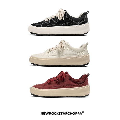 NewRockstarChoppa 低帮翘底板鞋男款夏季小众休闲运动厚底帆布鞋
