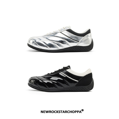NewRockstarChoppa银色赛车鞋/德训鞋男款秋季小众薄底运动休闲鞋