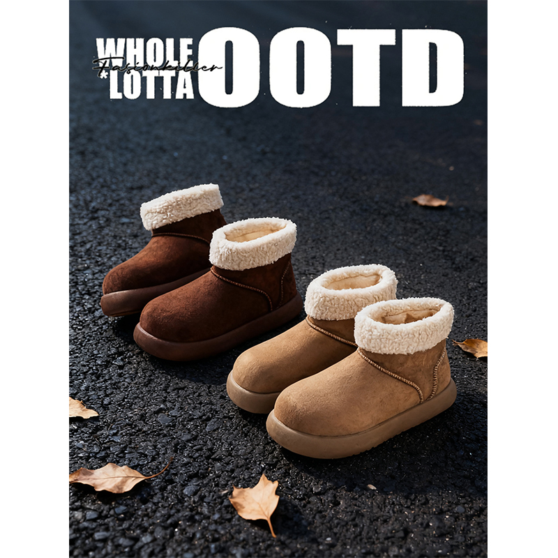 NewRockStarChoppa 情侣卡皮巴拉雪地靴男冬季加绒保暖勃肯大棉鞋