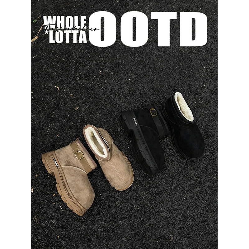 NewRockStarChoppa 卡皮巴拉冬季大头雪地靴男加绒保暖厚底大棉鞋