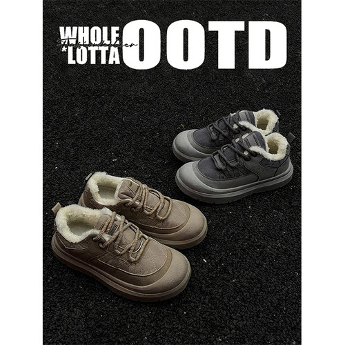 NewRockStarChoppa 冬季加绒保暖小众棉鞋男款户外休闲低帮雪地靴